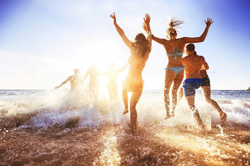 Group of young people at the beach